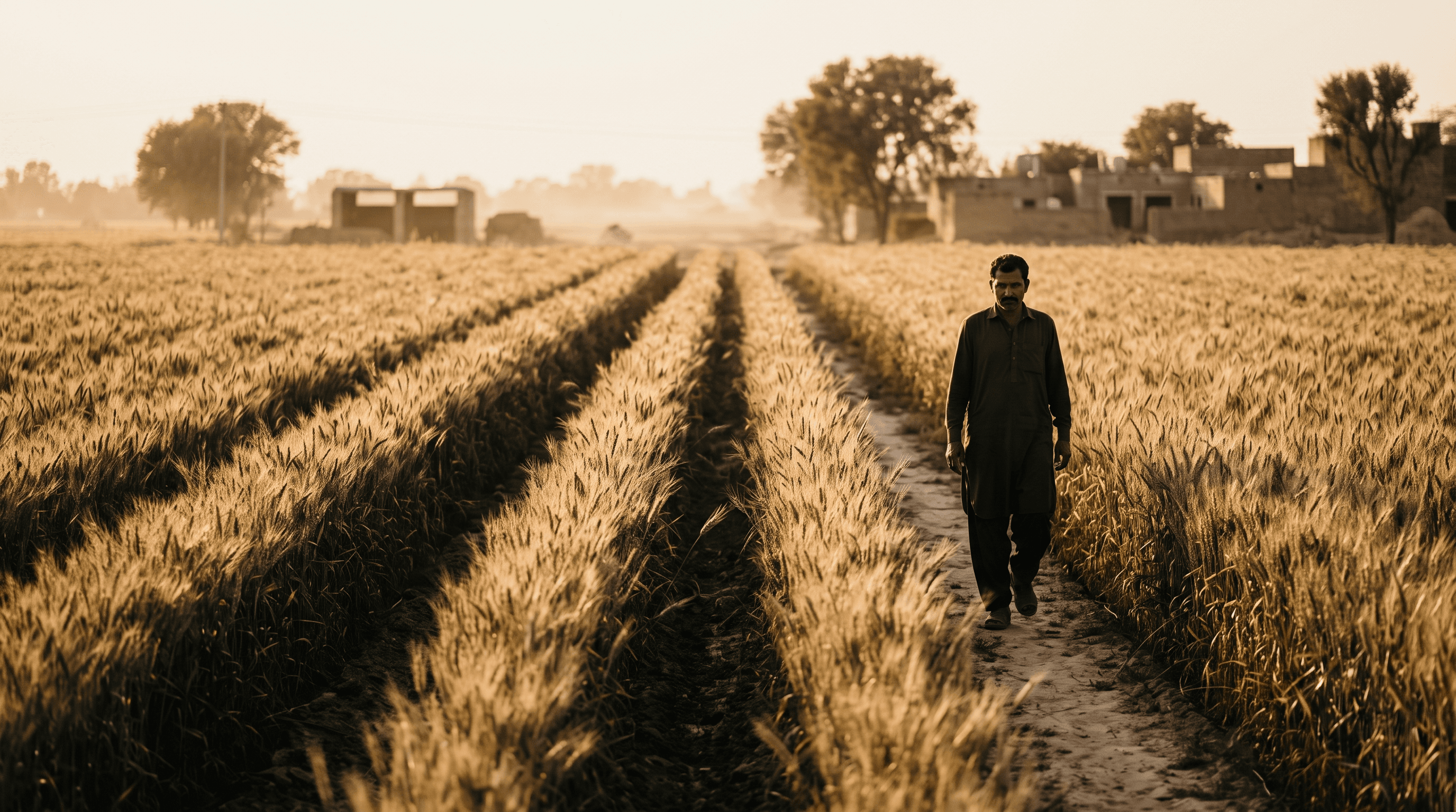 A grower inspecting the standing crop before harvest