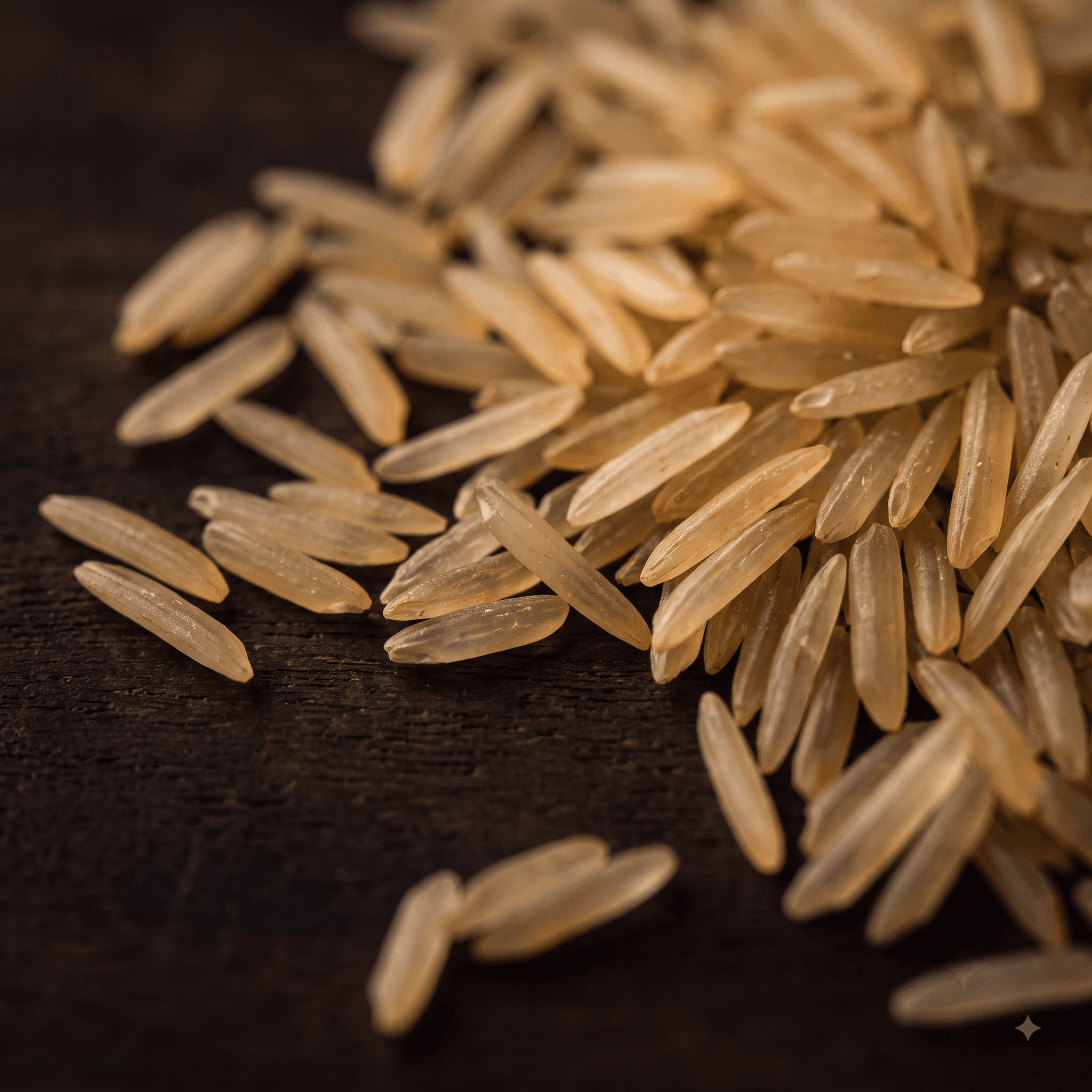 Golden-amber sella-processed basmati rice